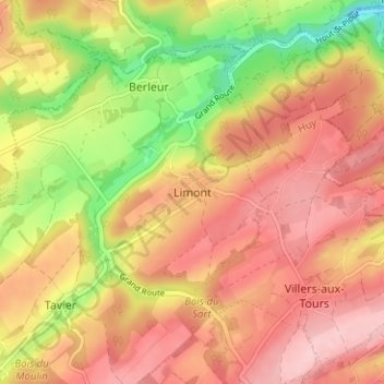 Carte topographique Limont, altitude, relief