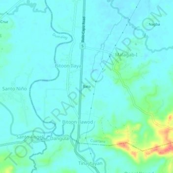 Carte topographique Bato, altitude, relief