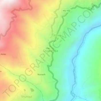 Carte topographique Cruzpampa, altitude, relief