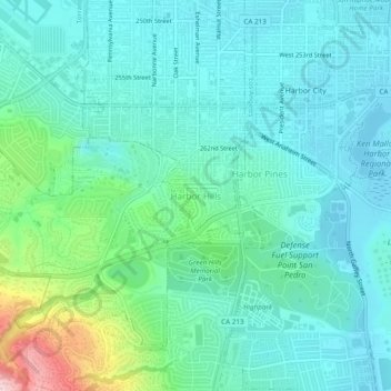 Carte topographique Harbor Hills, altitude, relief