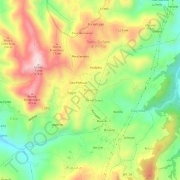 Carte topographique Rosano, altitude, relief
