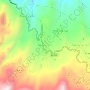Carte topographique Pueblo Libre, altitude, relief