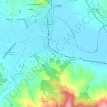 Carte topographique Verna, altitude, relief