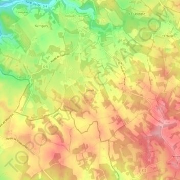 Carte topographique Dordé, altitude, relief