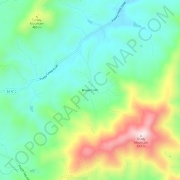 Carte topographique Browntown, altitude, relief