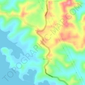 Carte topographique Elevation 105 meters, altitude, relief