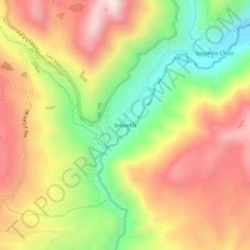 Carte topographique Soldados, altitude, relief