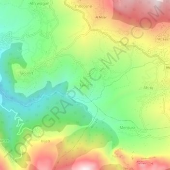 Carte topographique Takoucht, altitude, relief