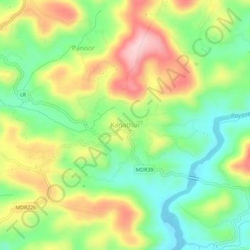 Carte topographique Kanathur, altitude, relief