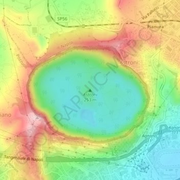 Carte topographique Astroni, altitude, relief