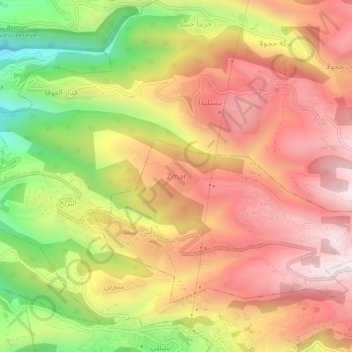 Carte topographique Zmar, altitude, relief