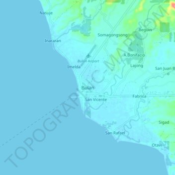 Carte topographique Bulan, altitude, relief