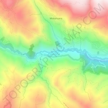 Carte topographique Paucona, altitude, relief