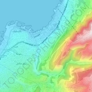 Carte topographique Ghadir, altitude, relief