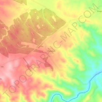 Carte topographique Penedos, altitude, relief