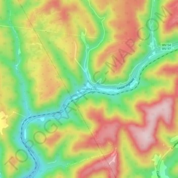 Carte topographique Hotchkiss, altitude, relief