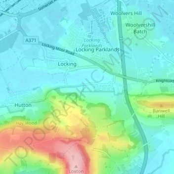 Carte topographique Elborough, altitude, relief