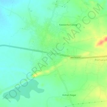 Carte topographique Husnabad, altitude, relief