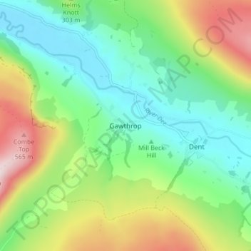 Carte topographique Gawthrop, altitude, relief