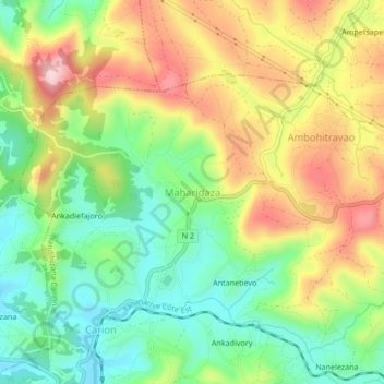 Carte topographique Maharidaza, altitude, relief