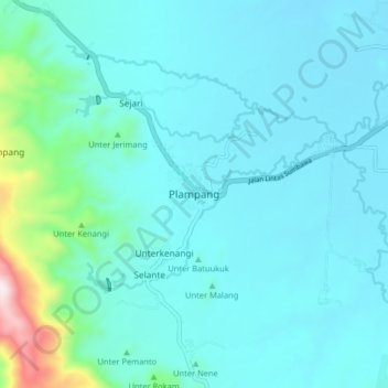 Carte topographique Plampang, altitude, relief