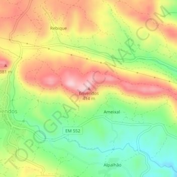 Carte topographique Envendos, altitude, relief