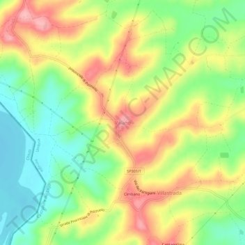 Carte topographique Vaiano, altitude, relief