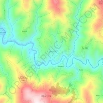 Carte topographique Colmeal, altitude, relief
