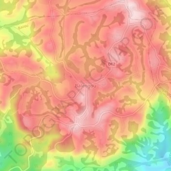 Carte topographique Balengou, altitude, relief