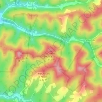 Carte topographique Marsh Hart Knob, altitude, relief