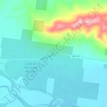 Carte topographique El Penon, altitude, relief