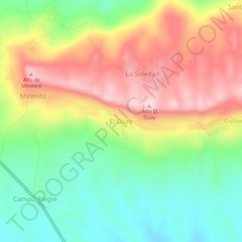 Carte topographique El Guay, altitude, relief