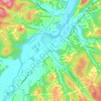 Carte topographique Fort Ashby, altitude, relief