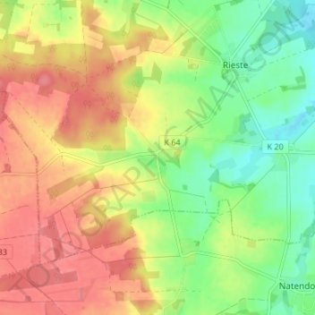 Carte topographique Bornsen, altitude, relief