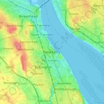 Carte topographique New Ferry, altitude, relief