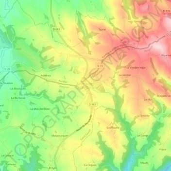 Carte topographique Saint-Julien de Piganiol, altitude, relief
