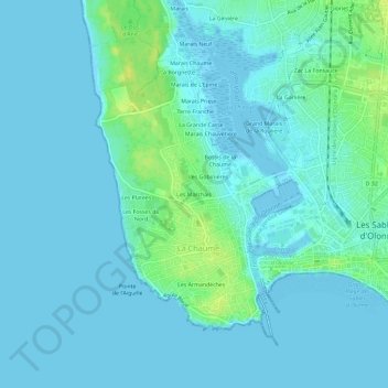 Carte topographique Les Marchais, altitude, relief