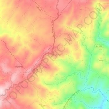 Carte topographique Fonte Longa, altitude, relief