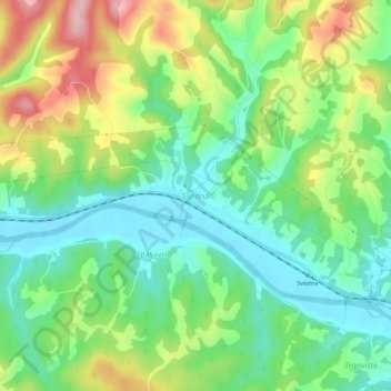 Carte topographique Svodna, altitude, relief