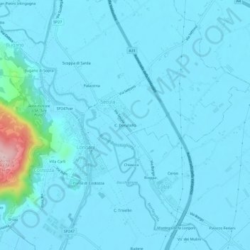 Carte topographique C. Donatello, altitude, relief