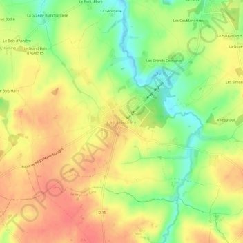 Carte topographique La Jubaudière, altitude, relief