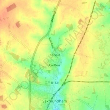 Carte topographique Kelsale, altitude, relief