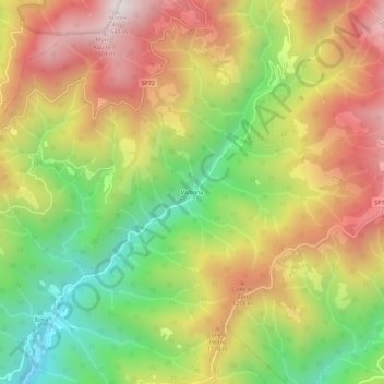 Carte topographique Valbona, altitude, relief
