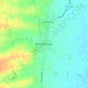 Carte topographique Billingborough, altitude, relief