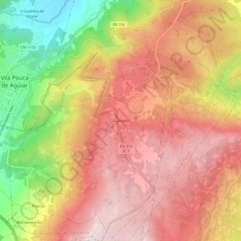 Carte topographique Guilhado, altitude, relief