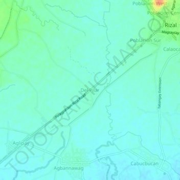 Carte topographique Del Pilar, altitude, relief