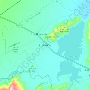 Carte topographique Cumaripa, altitude, relief