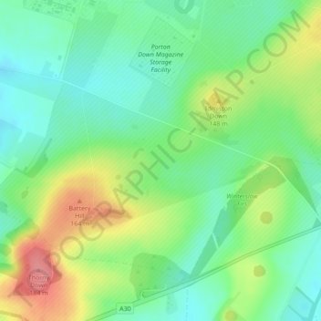 Carte topographique Porton Down, altitude, relief