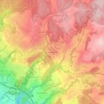 Carte topographique Chalet à Mathey, altitude, relief