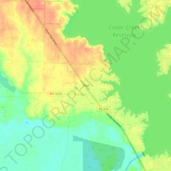 Carte topographique Tool, altitude, relief